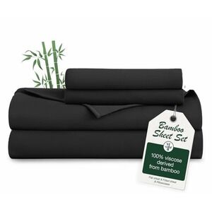 Love's Cabin 3 Piece Twin XL Sheet‎ Set Dorm Bedding Cooling Sheets 100% Black